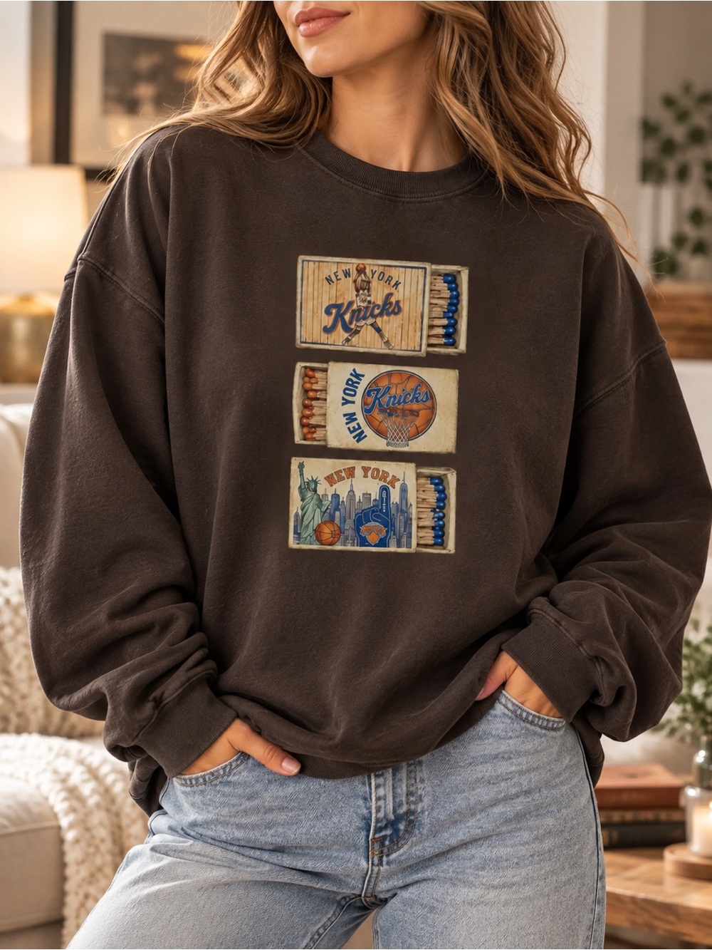 New York Basketball Sweatshirt Matchbox Graphic Game Day